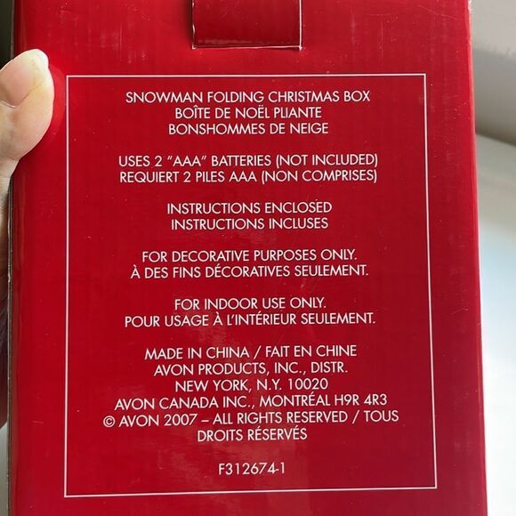 Avon 2007 Snowman Folding Christmas Box that plays “Deck The Halls” - Picture 9 of 9